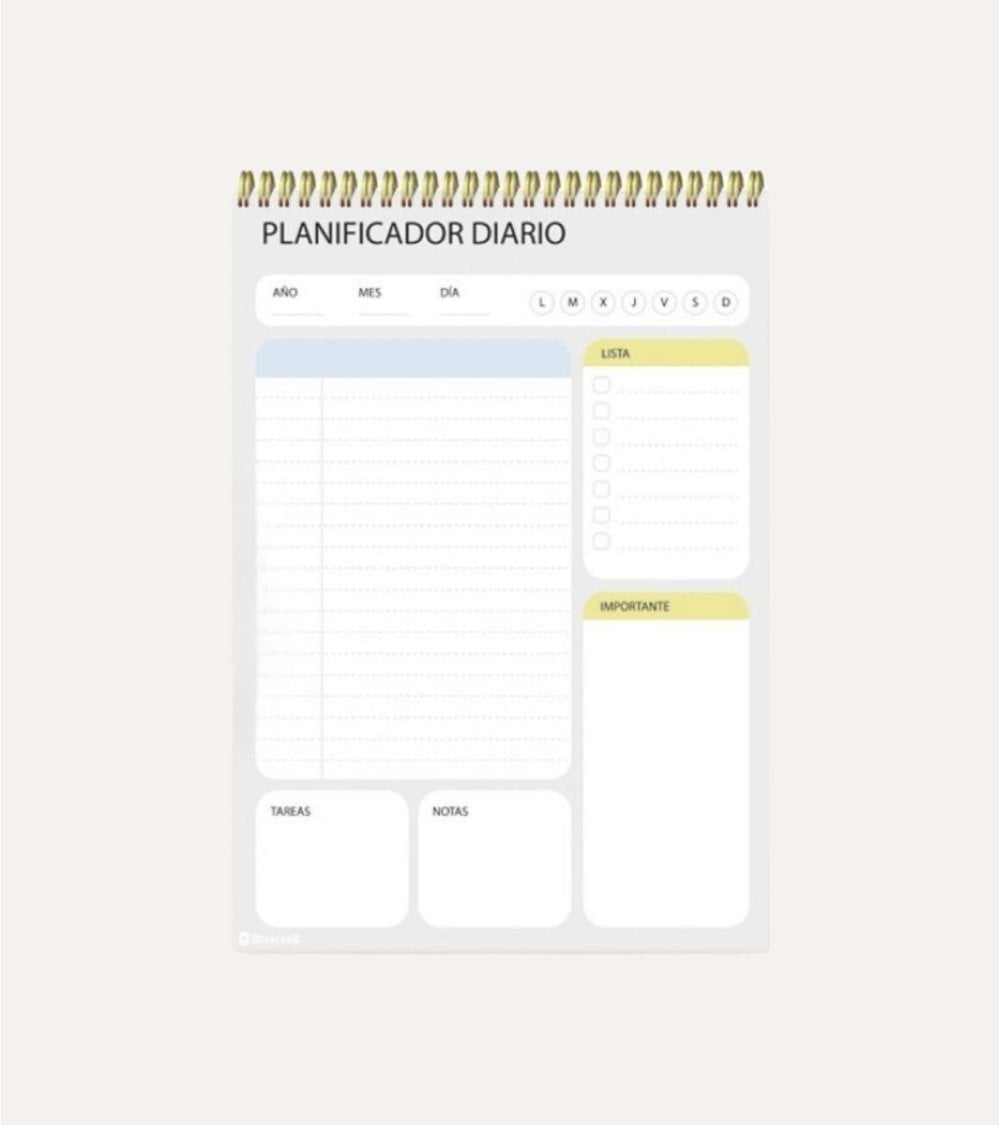 Planificador Diario con Espiral y Tapa
