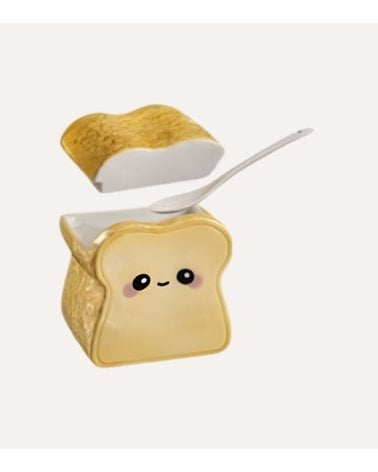Azucarero Breakfast en Forma de Pan con Cuchara de Cerámica