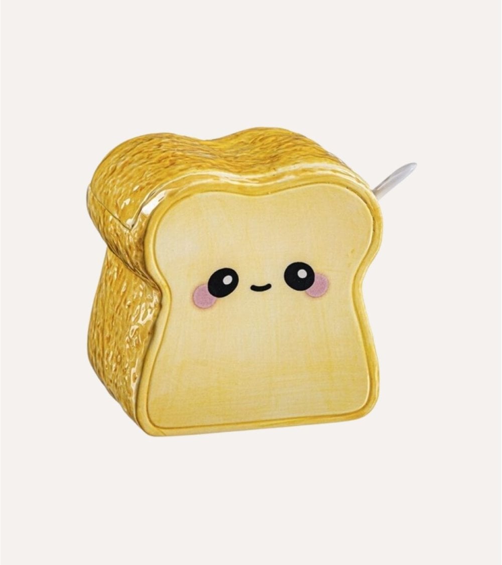 Azucarero Breakfast en Forma de Pan con Cuchara de Cerámica