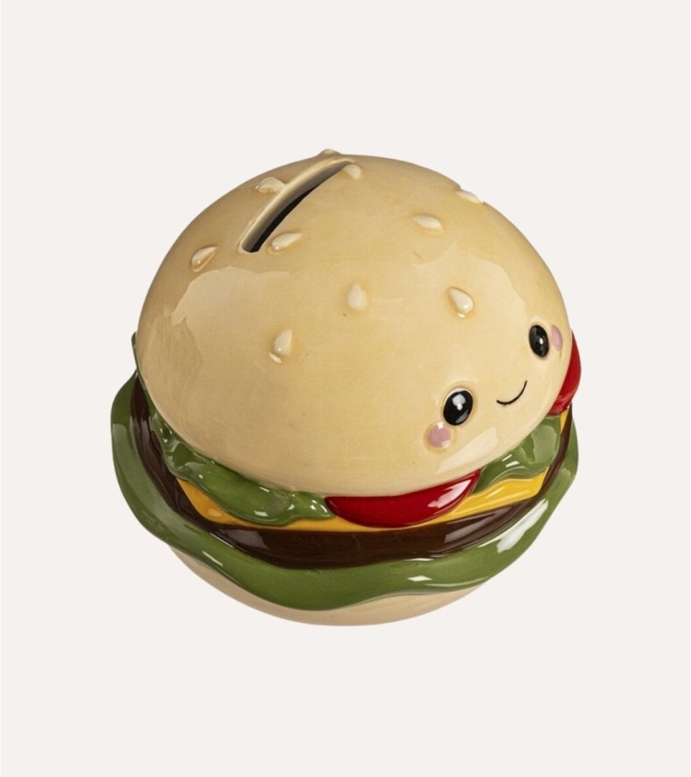 Hucha Infantil Hamburguesa Feliz de Cerámica