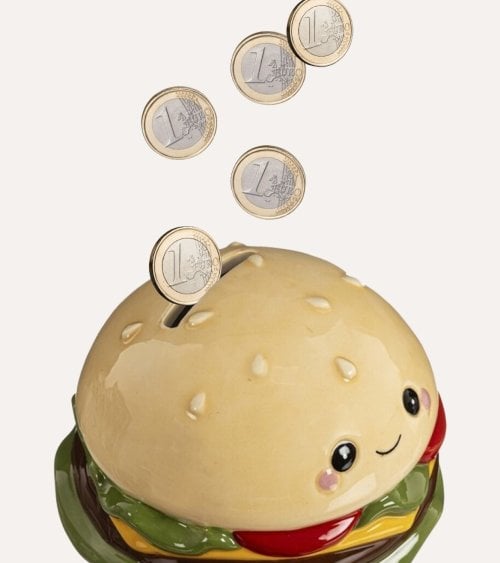 Hucha Infantil Hamburguesa Feliz de Cerámica