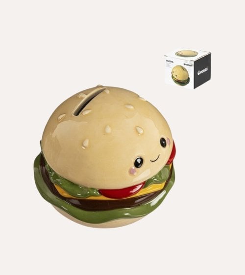 Hucha Infantil Hamburguesa Feliz de Cerámica