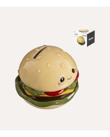 Hucha Infantil Hamburguesa Feliz de Cerámica
