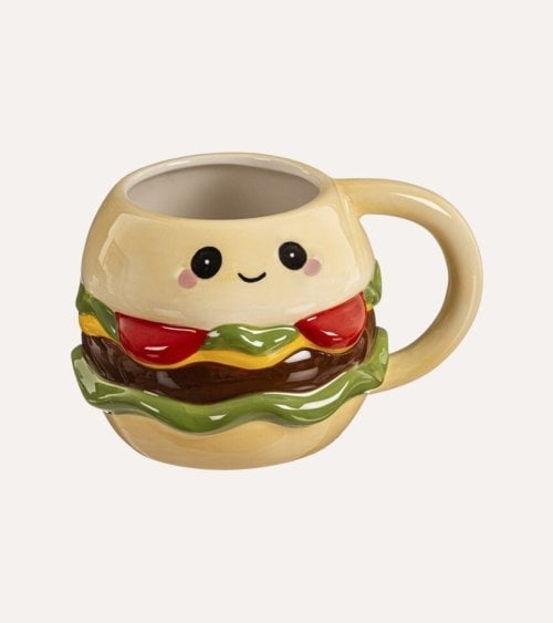 Taza Mug Hamburguesa Feliz de Cerámica
