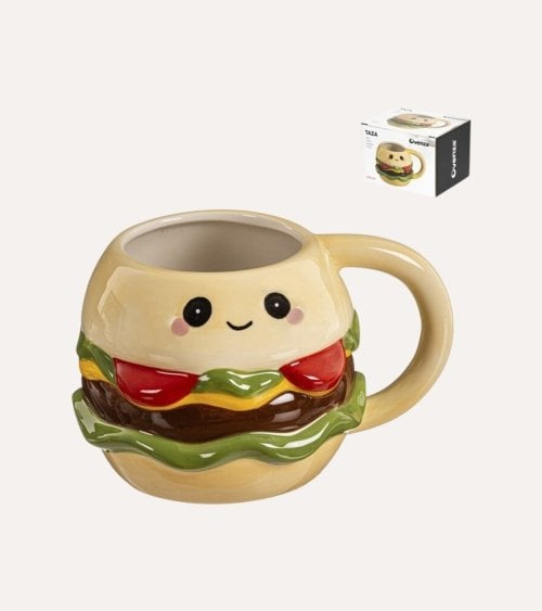 Taza Mug Hamburguesa Feliz de Cerámica