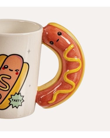 Taza Mug Hot Dog Sonriente de Cerámica