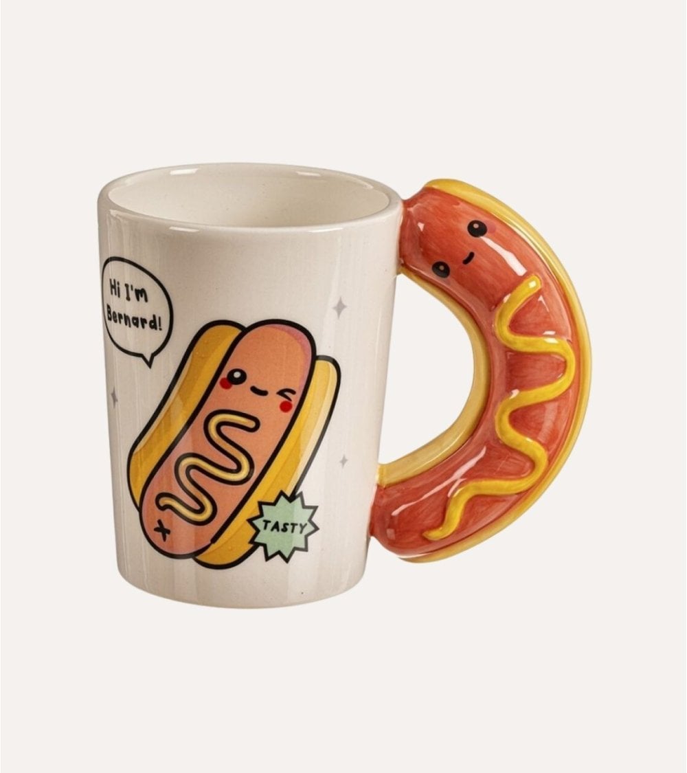 Taza Mug Hot Dog Sonriente de Cerámica