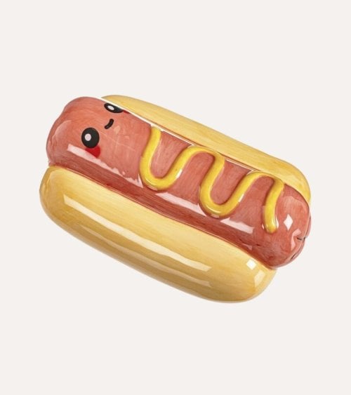 Hucha Hot Dog Sonriente de Cerámica