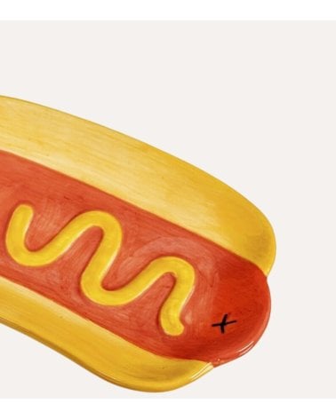 Plato Reposacucharas Hot Dog Sonriente de Cerámica