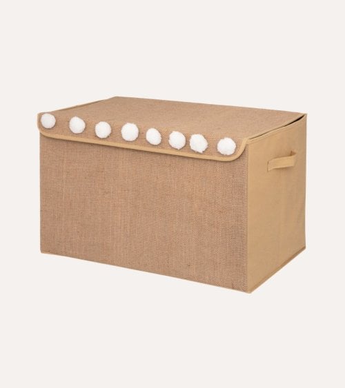 Baúl Infantil con Pompones y Tapa de TNT