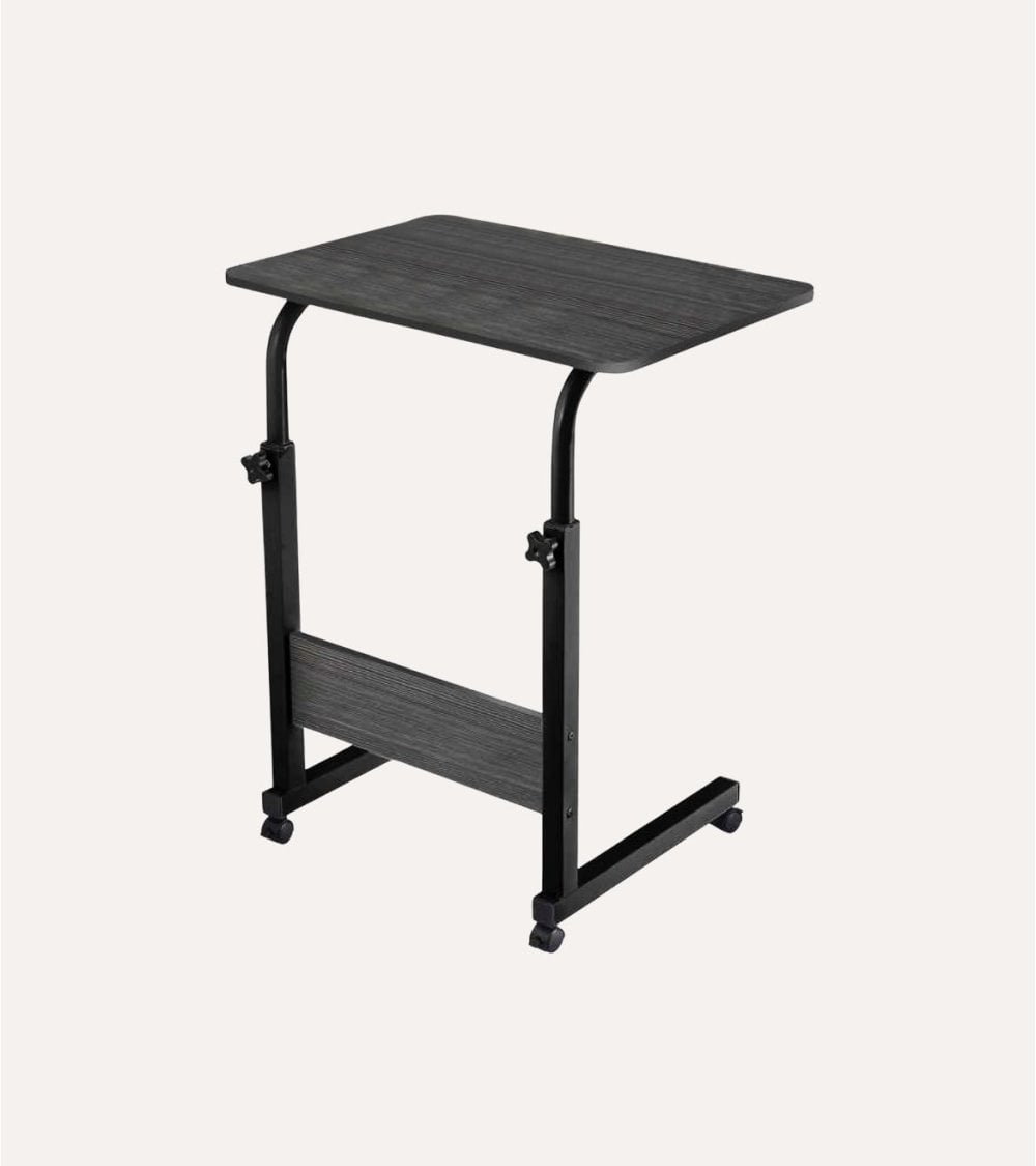 Mesa Auxiliar Ajustable con Ruedas de Metal y MDF
