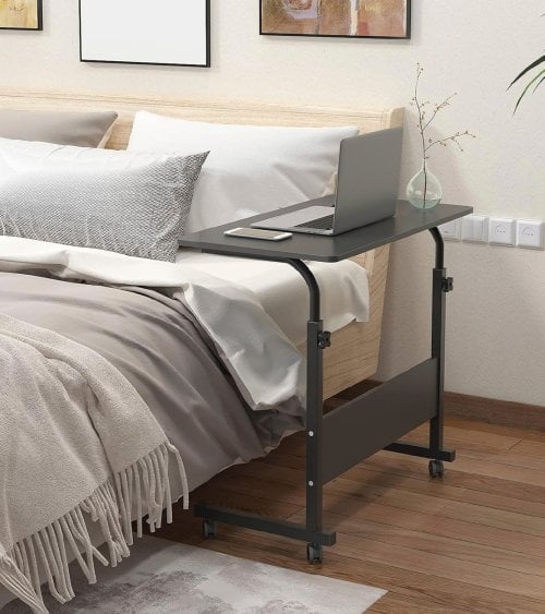 Mesa Auxiliar Ajustable con Ruedas de Metal y MDF