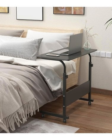Mesa Auxiliar Ajustable con Ruedas de Metal y MDF