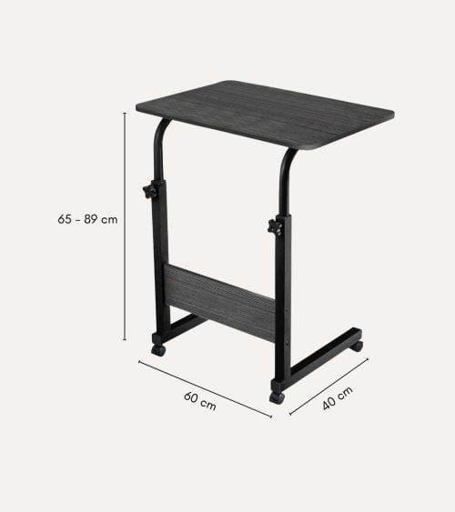 Mesa Auxiliar Ajustable con Ruedas de Metal y MDF
