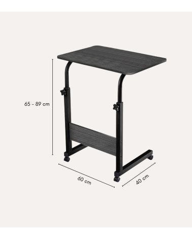 Mesa Auxiliar Ajustable con Ruedas de Metal y MDF