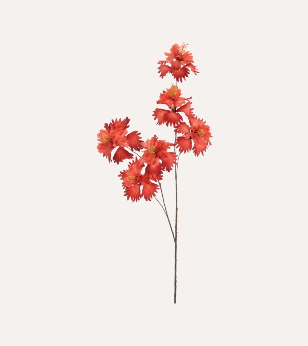 Rama Decorativa Flores Hibiscus de Plástico