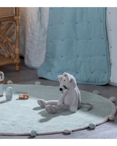 Alfombra Infantil Circular con Pompones de Algodón
