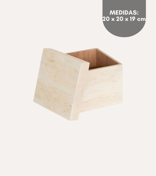 Caja Baúl Efecto Travertino de Piedra Caliza y MDF