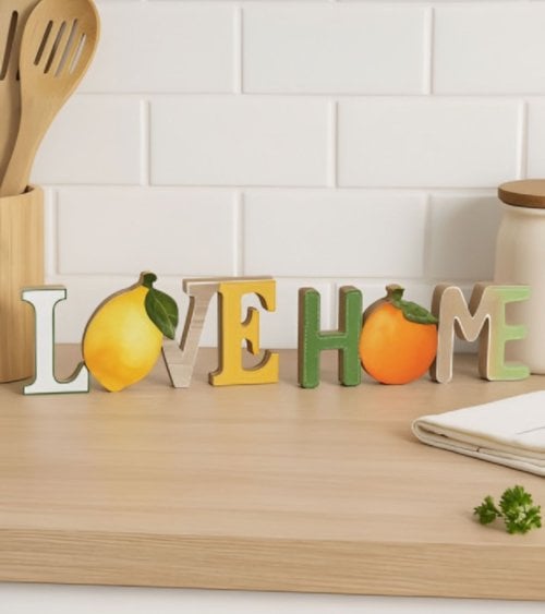 Letras Decorativas con Frutas de MDF