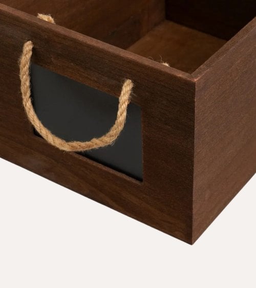 Caja Coffee de Madera de Paulownia con Asas de Cuerda