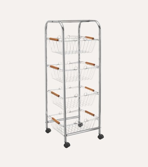 Carro Auxiliar con 4 Cestas Removibles de Metal