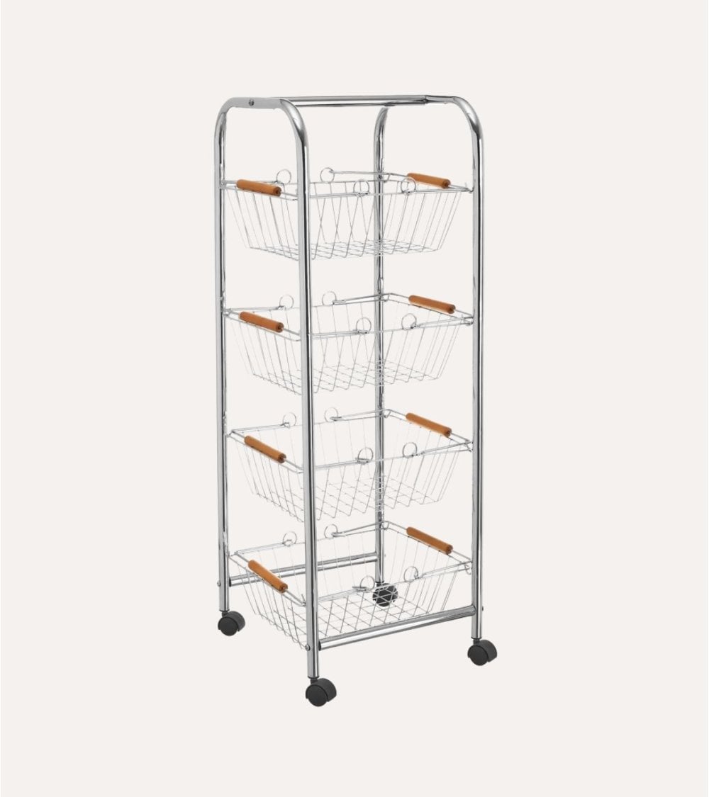 Carro Auxiliar con 4 Cestas Removibles de Metal