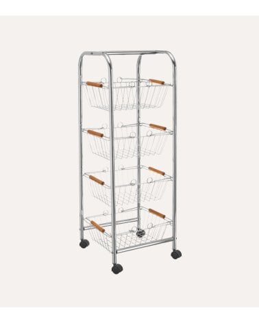 Carro Auxiliar con 4 Cestas Removibles de Metal
