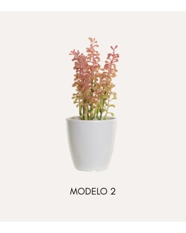 Planta Decorativa Suculenta Alta de Plástico y Melamina