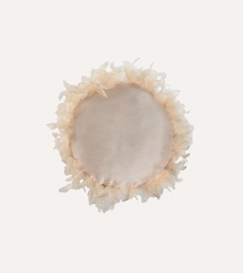 Cojín Redondo con Borde de Plumas de Poliéster