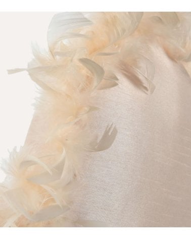 Cojín Redondo con Borde de Plumas de Poliéster