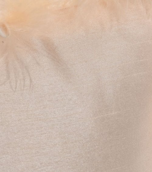 Cojín Redondo con Borde de Plumas de Poliéster