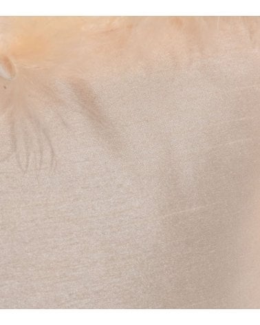 Cojín Redondo con Borde de Plumas de Poliéster