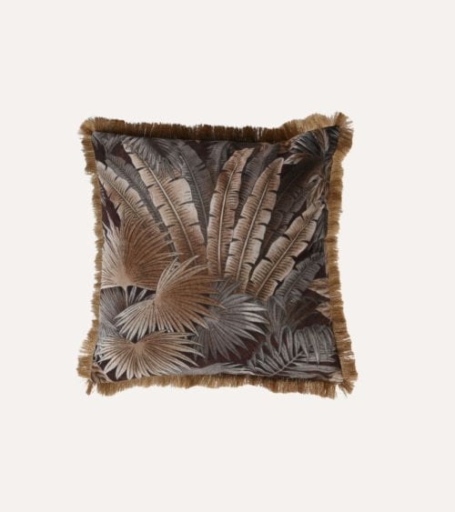 Cojín Jungla con Borde de Flecos de Poliéster