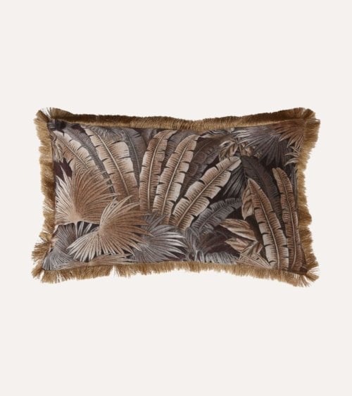Cojín Rectangular Jungla con Borde de Flecos de Poliéster