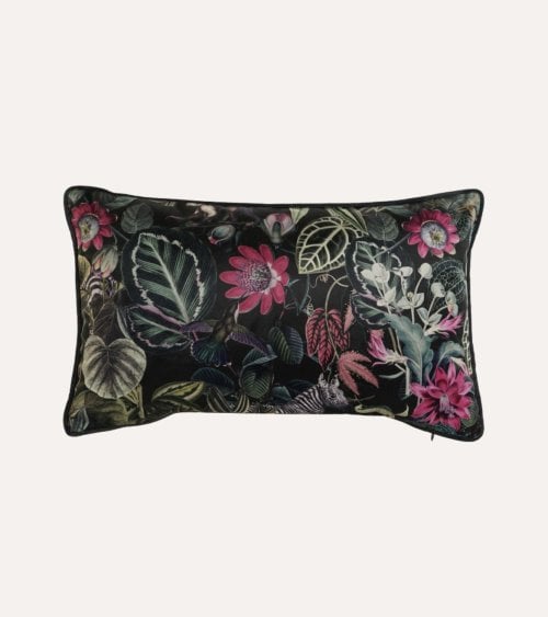 Cojín Impreso Flores y Plantas de Terciopelo