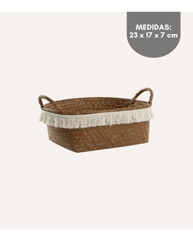 Cesta Decape con Fleco y Asas de Fibra Trenzada