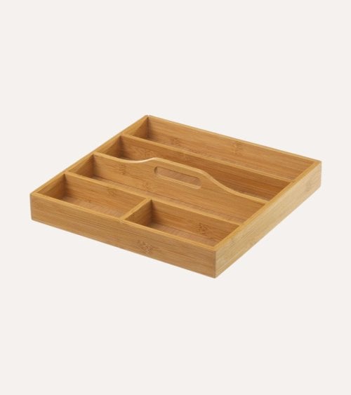 Organizador de Cubiertos con Asa de Bambú