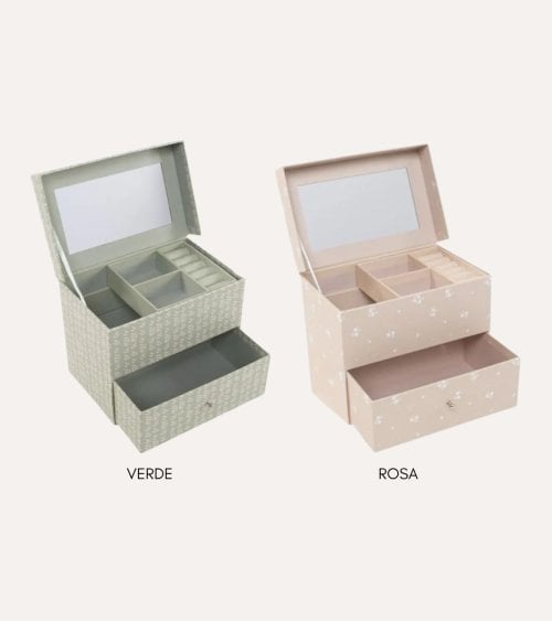 Joyero Flores con Cajones y Mini Espejo de Papel