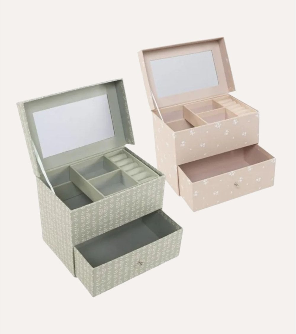 Joyero Flores con Cajones y Mini Espejo de Papel