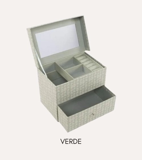 Joyero Flores con Cajones y Mini Espejo de Papel