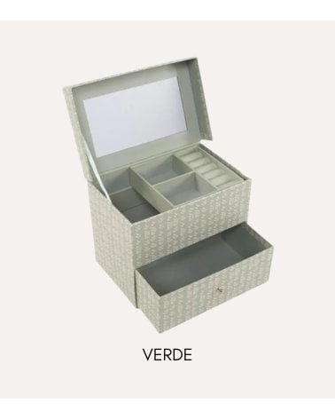 Joyero Flores con Cajones y Mini Espejo de Papel