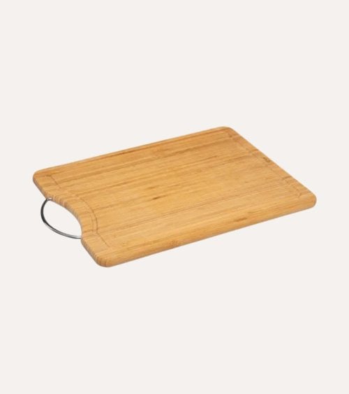 Tabla de Corte con Asa Metálica de Bambú