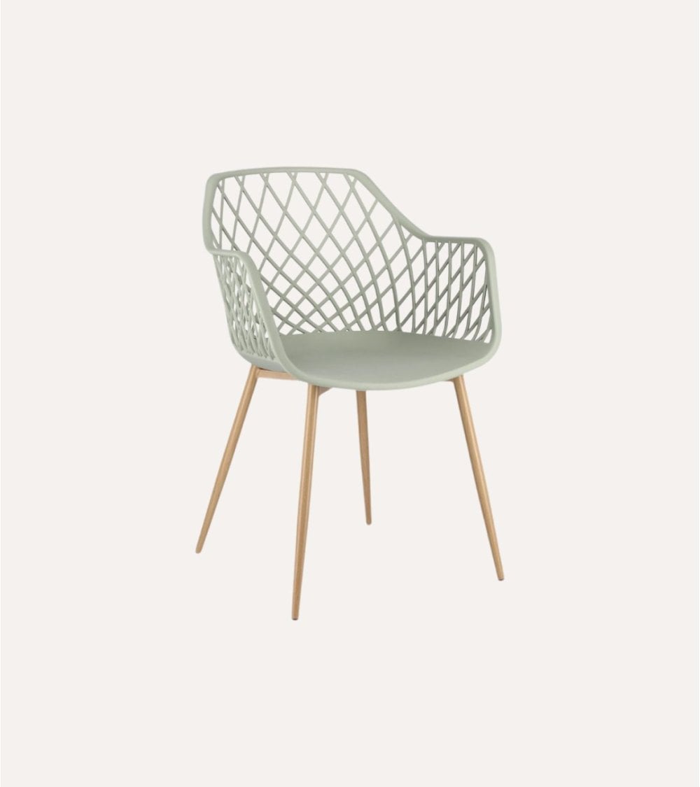 Silla Optik con Patas Efecto Madera de Polipropileno y Acero