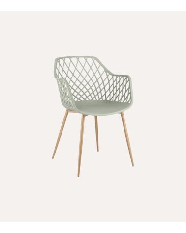 Silla Optik con Patas Efecto Madera de Polipropileno y Acero