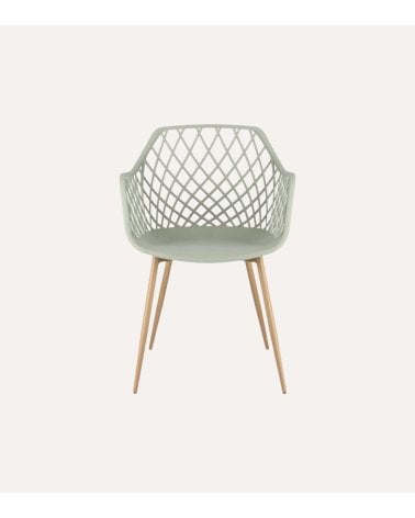 Silla Optik con Patas Efecto Madera de Polipropileno y Acero