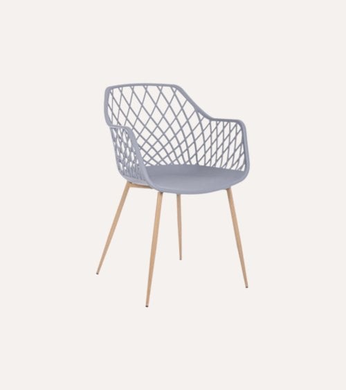 Silla Optik con Patas Efecto Madera de Polipropileno y Acero