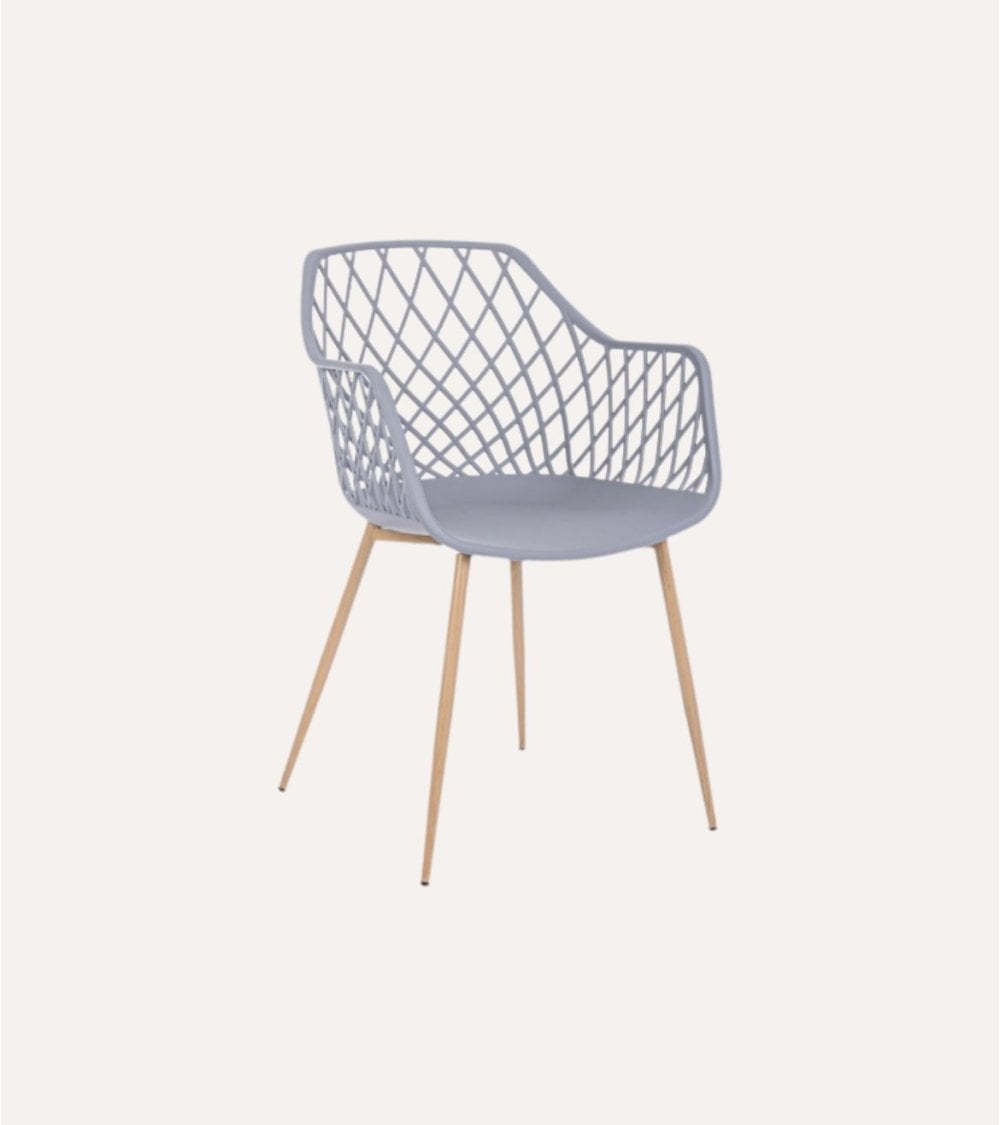 Silla Optik con Patas Efecto Madera de Polipropileno y Acero