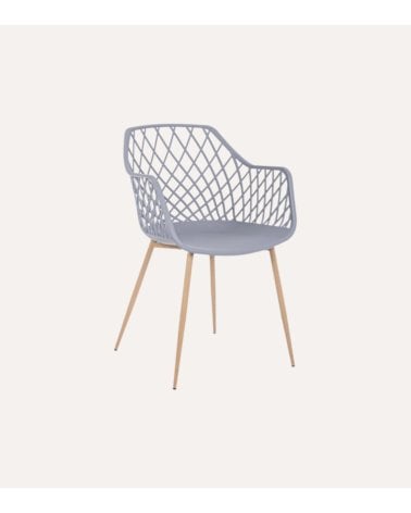 Silla Optik con Patas Efecto Madera de Polipropileno y Acero