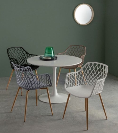 Silla Optik con Patas Efecto Madera de Polipropileno y Acero