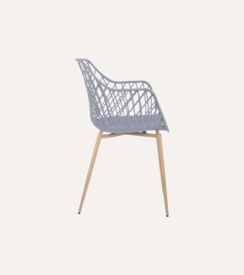 Silla Optik con Patas Efecto Madera de Polipropileno y Acero